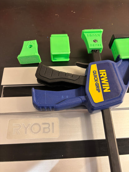 Irwin Quick Grip Clamp Adaptor to fit Ryobi Guide Rail with Riser block- Works with the thinnest of materials - Pair 2x