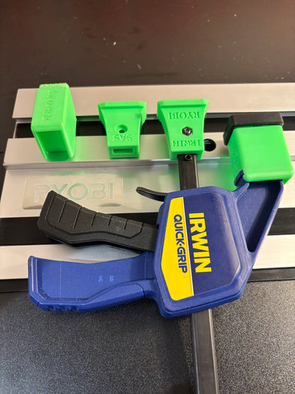 Irwin Quick Grip Clamp Adaptor to fit Ryobi Guide Rail with Riser block- Works with the thinnest of materials - Pair 2x