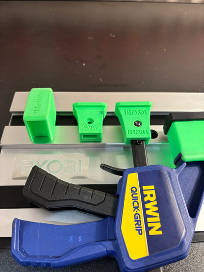 Irwin Quick Grip Clamp Adaptor to fit Ryobi Guide Rail with Riser block- Works with the thinnest of materials - Pair 2x