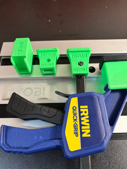 Irwin Quick Grip Clamp Adaptor to fit Ryobi Guide Rail with Riser block- Works with the thinnest of materials - Pair 2x