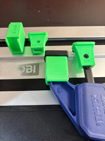 Irwin Quick Grip Clamp Adaptor to fit Ryobi Guide Rail with Riser block- Works with the thinnest of materials - Pair 2x