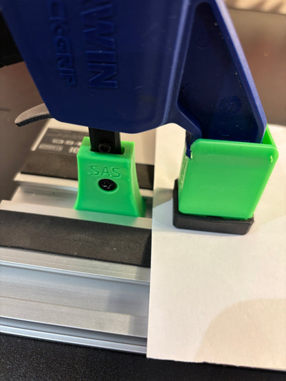 Irwin Quick Grip Clamp Adaptor to fit Ryobi Guide Rail with Riser block- Works with the thinnest of materials - Pair 2x