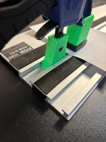 Irwin Quick Grip Clamp Adaptor to fit Ryobi Guide Rail with Riser block- Works with the thinnest of materials - Pair 2x