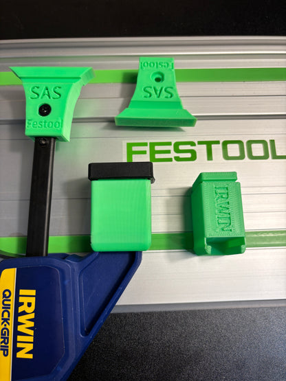 Irwin Quick Grip Clamp Adaptor to fit Festool Guide Rail with Riser block- Works with the thinnest of materials - Pair 2x