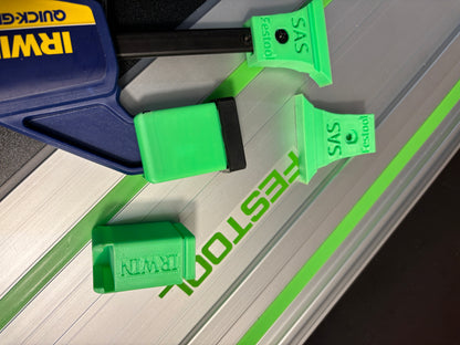 Irwin Quick Grip Clamp Adaptor to fit Festool Guide Rail with Riser block- Works with the thinnest of materials - Pair 2x