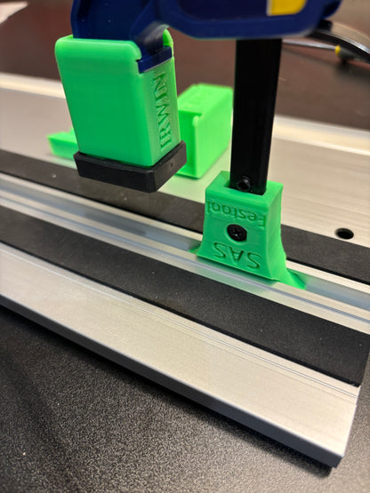 Irwin Quick Grip Clamp Adaptor to fit Festool Guide Rail with Riser block- Works with the thinnest of materials - Pair 2x