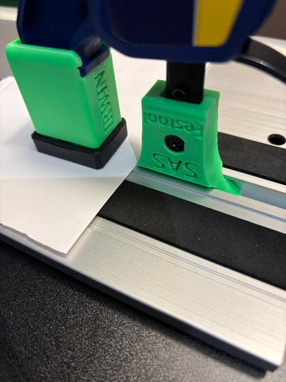 Irwin Quick Grip Clamp Adaptor to fit Festool Guide Rail with Riser block- Works with the thinnest of materials - Pair 2x