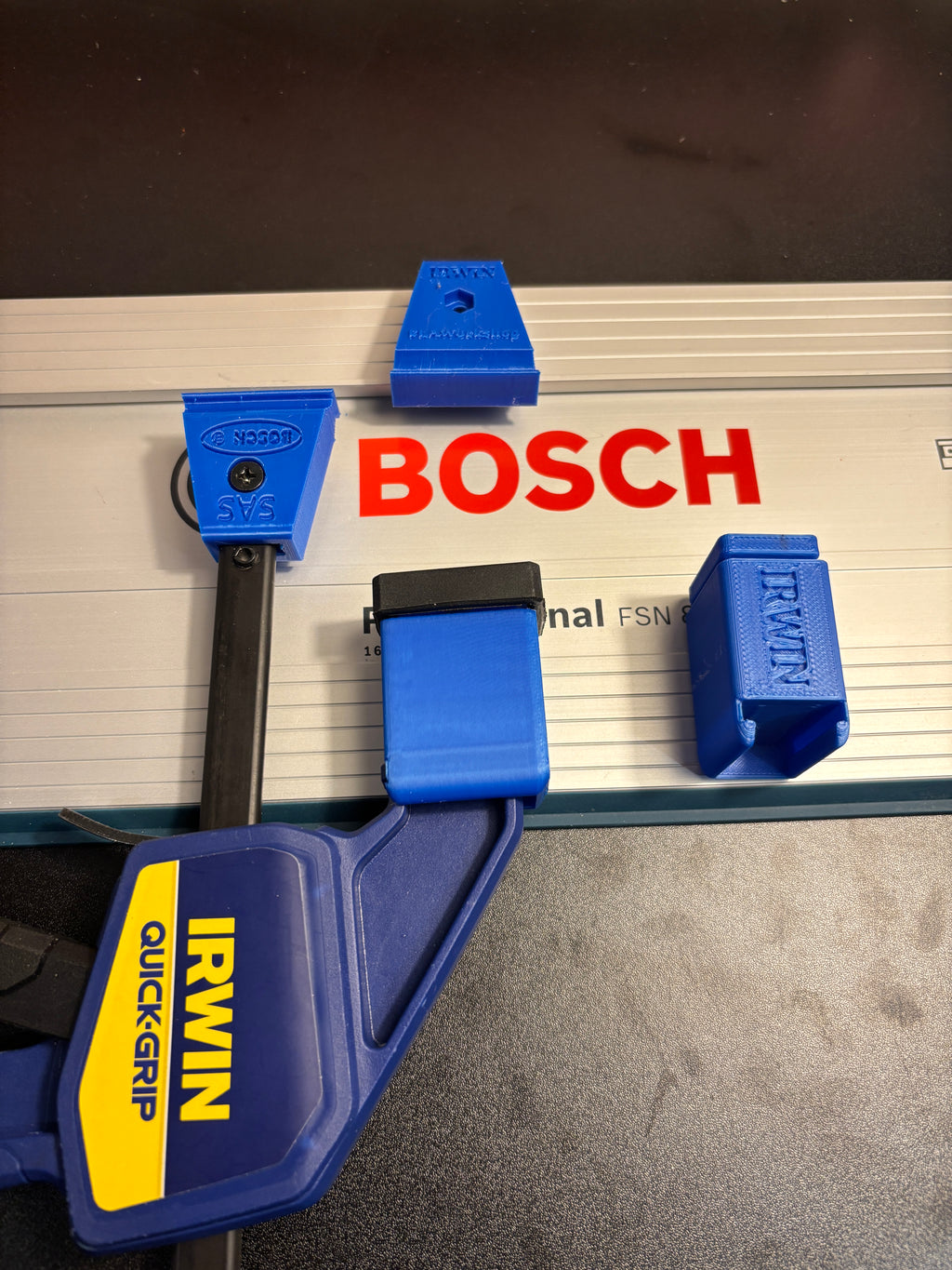 Irwin Quick Grip Clamp Adaptor to fit Bosch Guide Rail with Riser block- Works with the thinnest of materials - Pair 2x