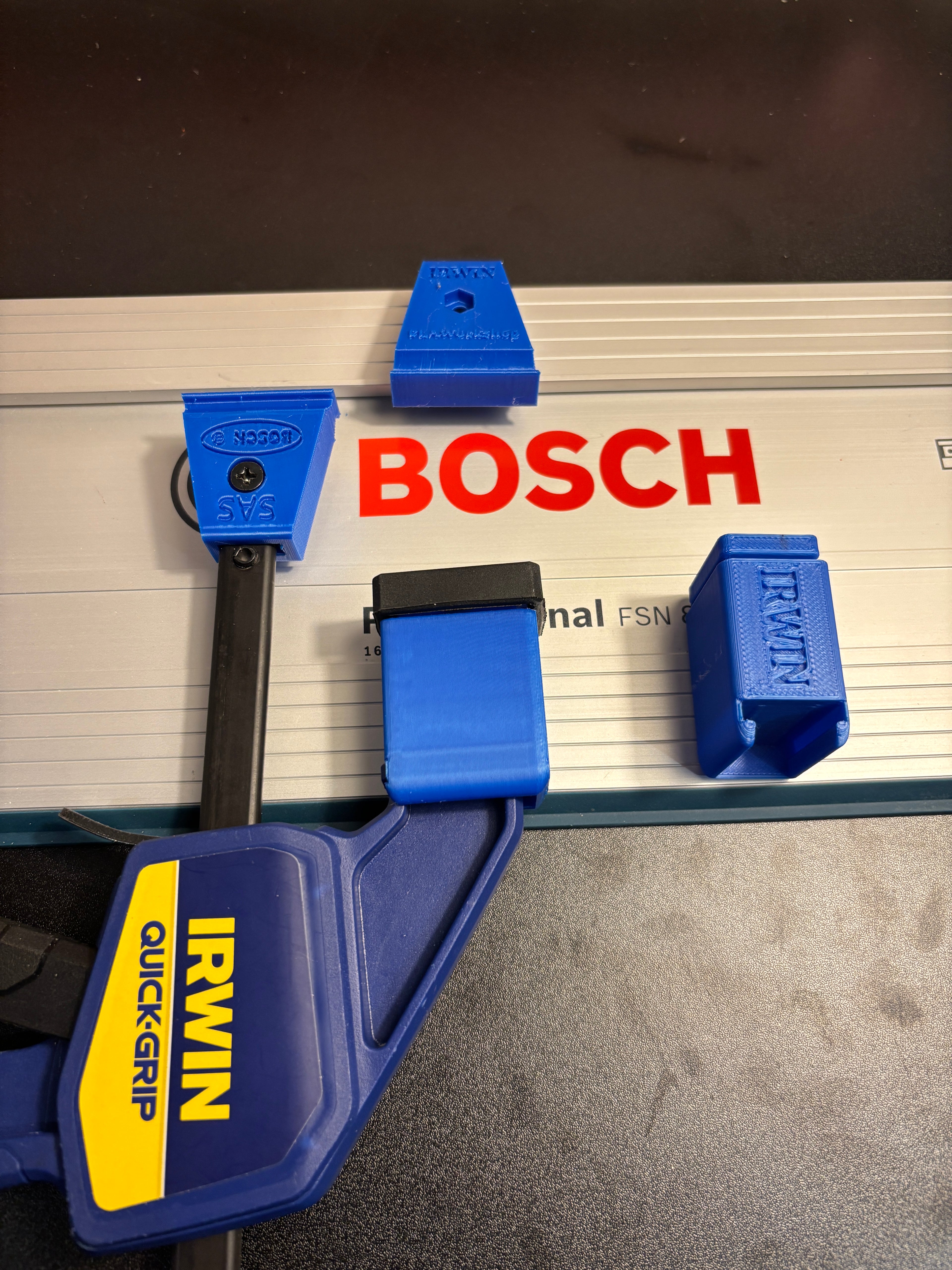 Irwin Quick Grip Clamp Adaptor to fit Bosch Guide Rail with Riser block- Works with the thinnest of materials - Pair 2x
