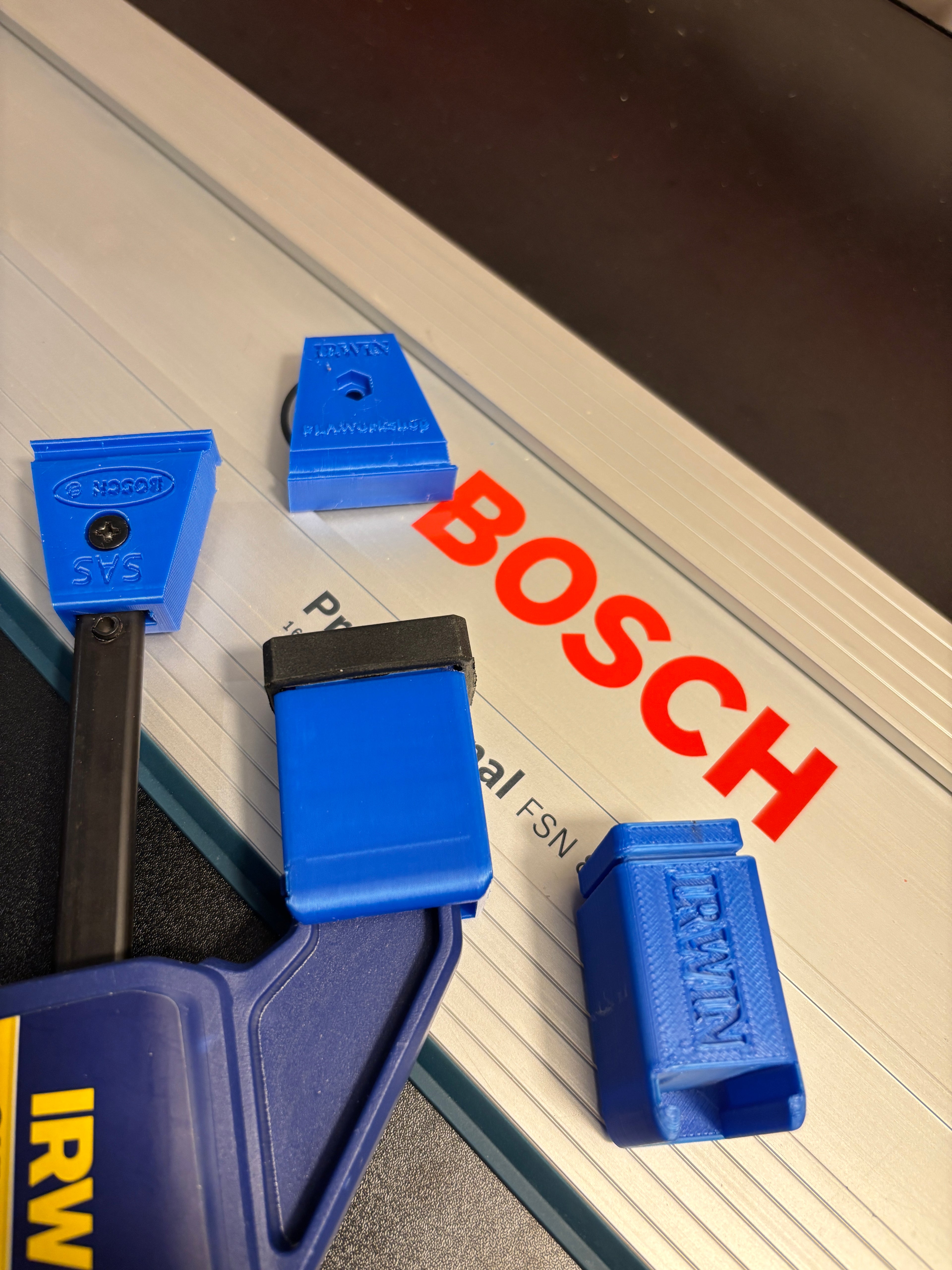 Irwin Quick Grip Clamp Adaptor to fit Bosch Guide Rail with Riser block- Works with the thinnest of materials - Pair 2x