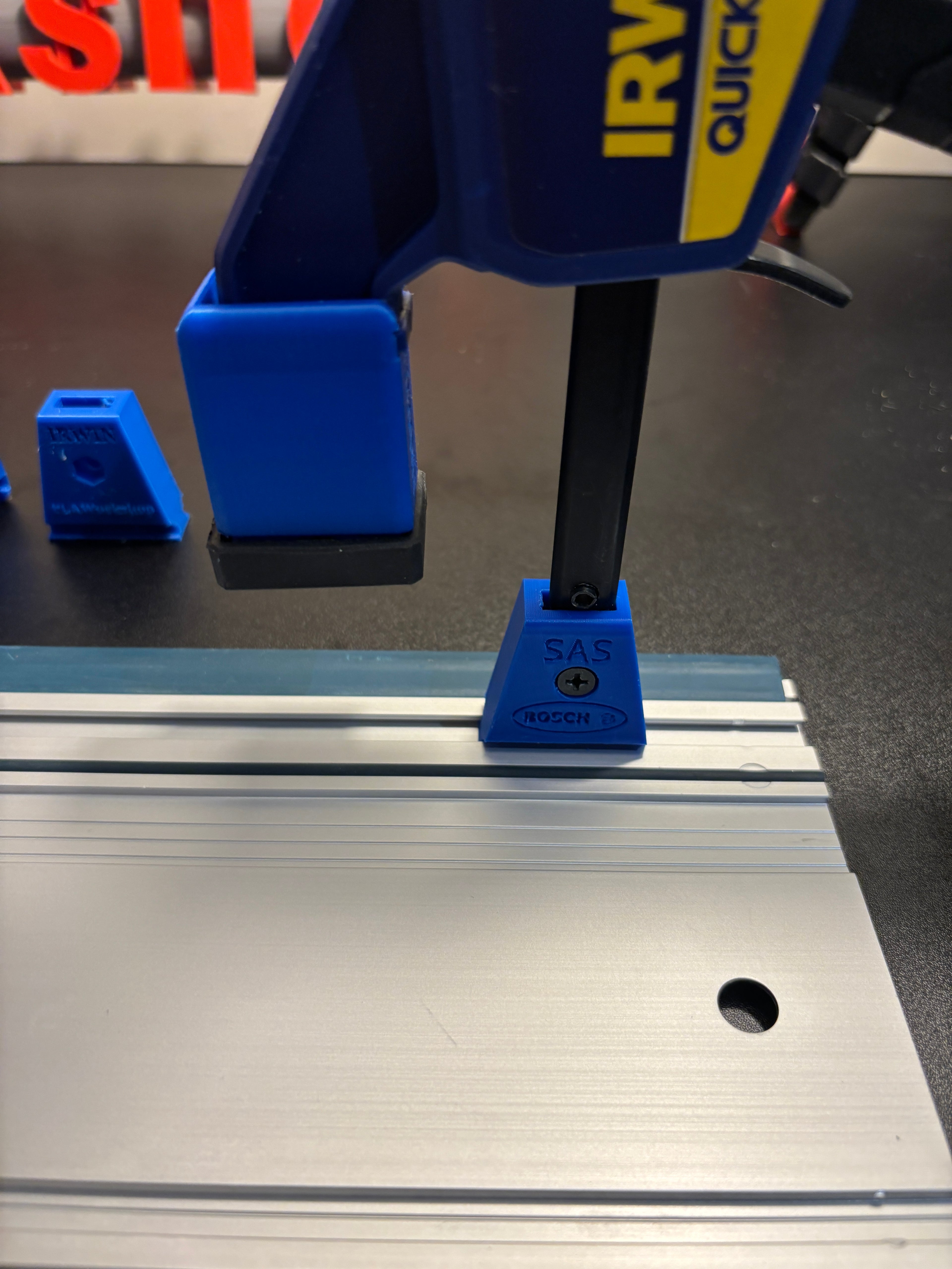 Irwin Quick Grip Clamp Adaptor to fit Bosch Guide Rail with Riser block- Works with the thinnest of materials - Pair 2x