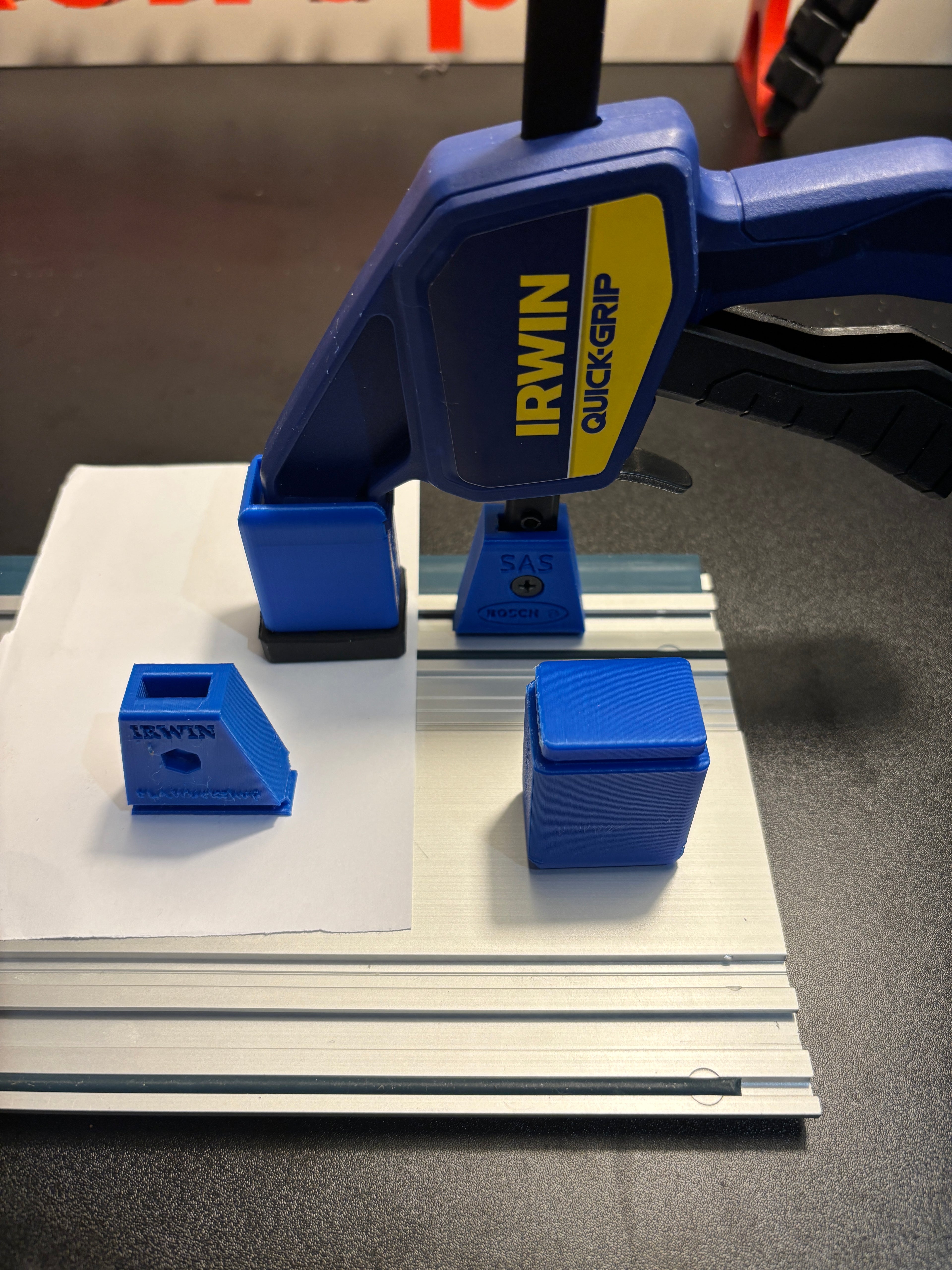 Irwin Quick Grip Clamp Adaptor to fit Bosch Guide Rail with Riser block- Works with the thinnest of materials - Pair 2x