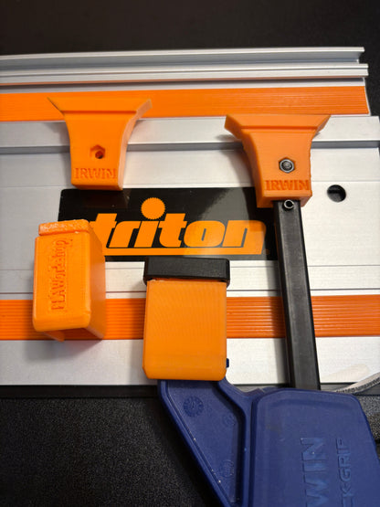 Irwin Quick Grip Clamp Adaptor to fit Triton Guide Rail with Riser block- Works with the thinnest of materials - Pair 2x