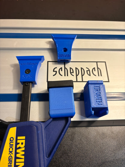Irwin Quick Grip Clamp Adaptor to fit Scheppach Guide Rail with Riser block- Works with the thinnest of materials - Pair 2x