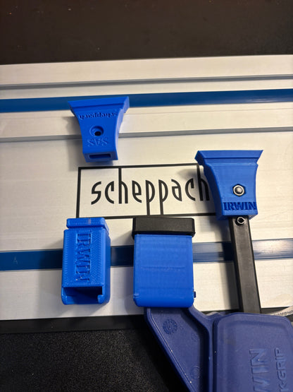 Irwin Quick Grip Clamp Adaptor to fit Scheppach Guide Rail with Riser block- Works with the thinnest of materials - Pair 2x