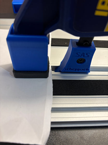 Irwin Quick Grip Clamp Adaptor to fit Scheppach Guide Rail with Riser block- Works with the thinnest of materials - Pair 2x