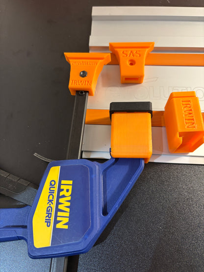 Irwin Quick Grip Clamp Adaptor to fit Evolution Guide Rail with Riser block- Works with the thinnest of materials - Pair 2x