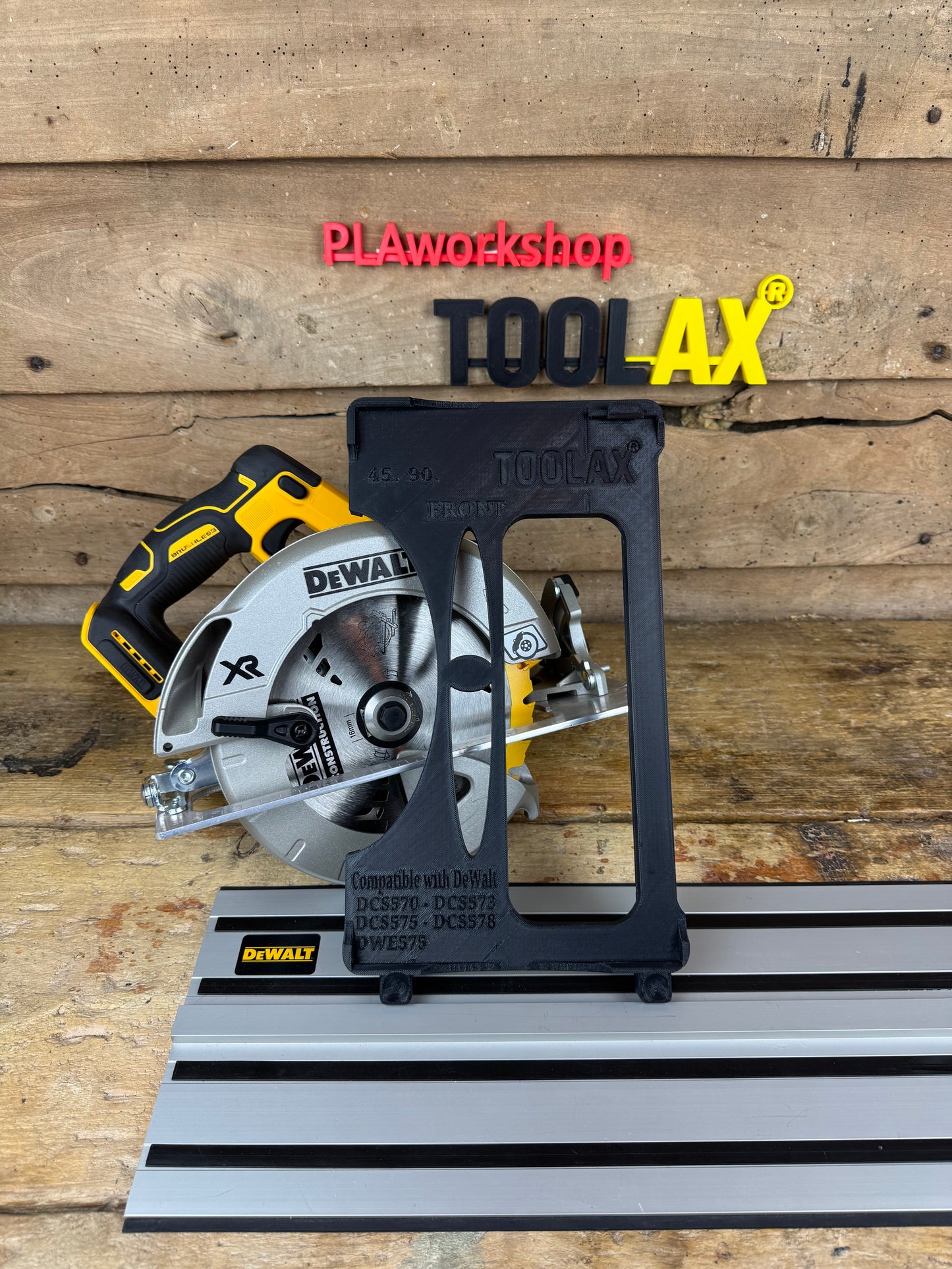 TOOLAX Guide Rail Adapter Base – Cut Perfect 45° & 90° Angles compatible with Dewalt Circular Saws (DCS570, DWE575, DCS575, DCS578, DCS573) – for Dewalt Guide Rails