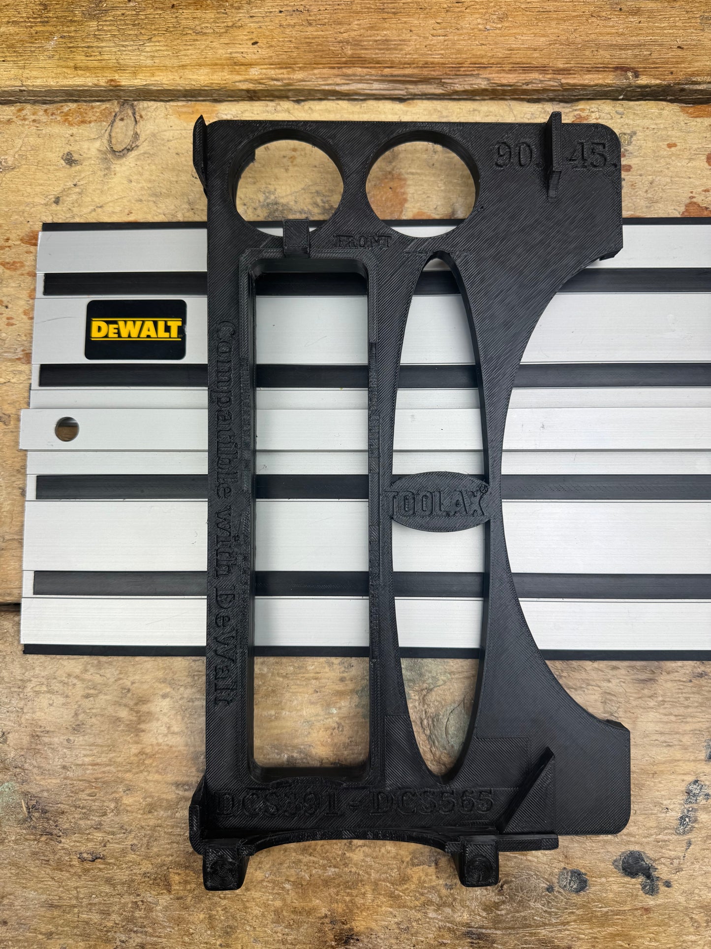 TOOLAX Guide Rail Adapter Base – Cut Perfect 45° & 90° Angles compatible with Dewalt Circular Saws DCS391 & DCS565  – for Dewalt Guide Rails