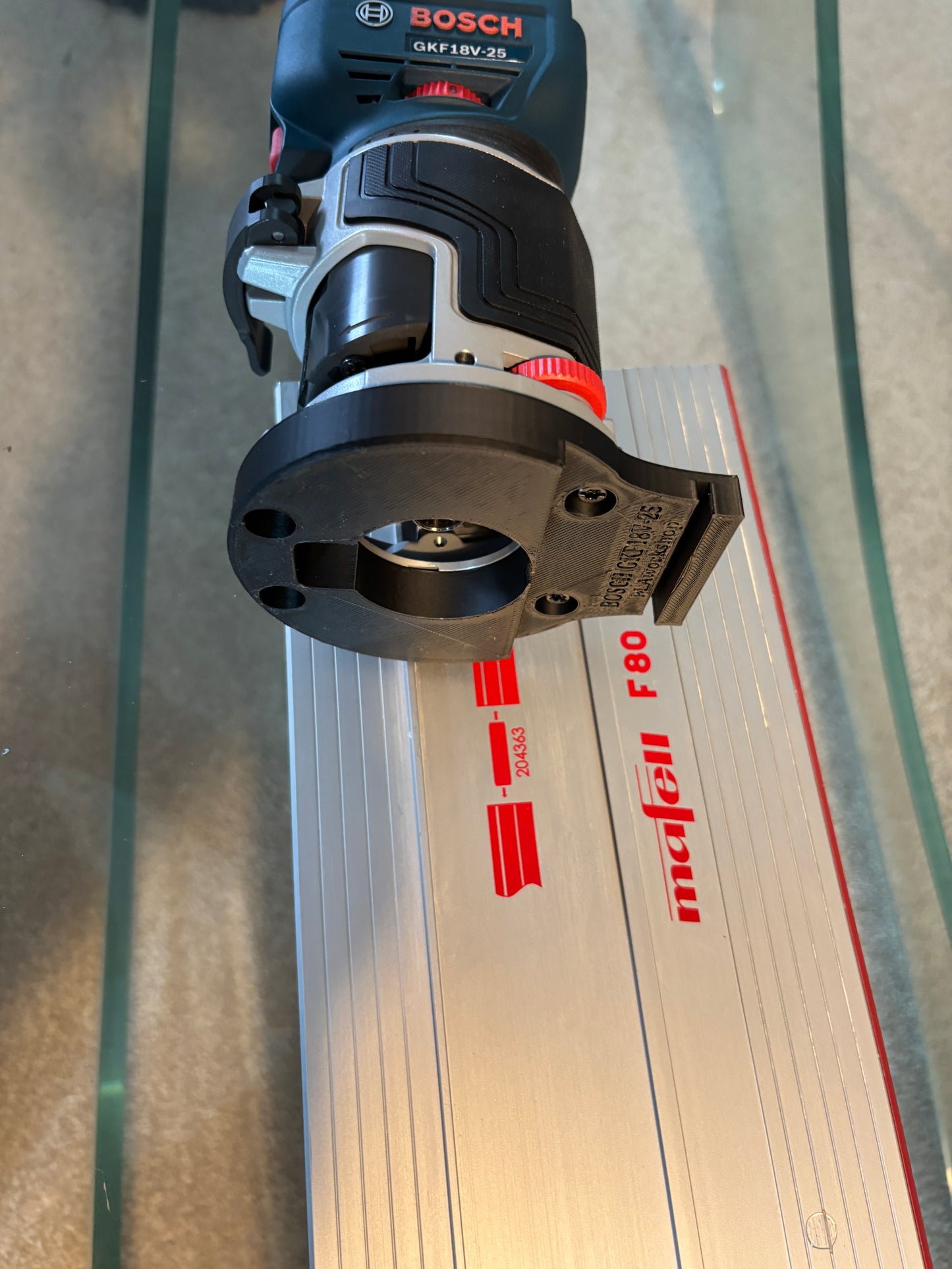 Bosch GKF 18V-25 Trim Router Plunge Base Guide Rail Adapter to Mafell Track / Guide Rail