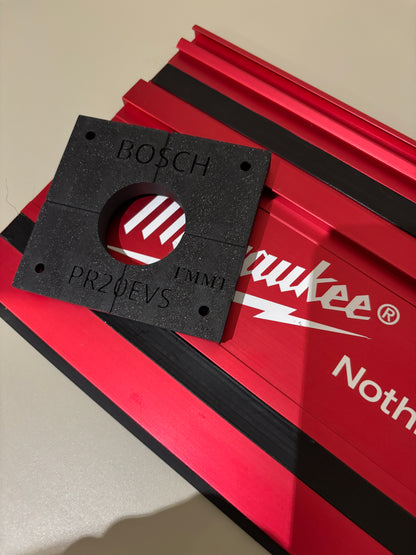 Bosch PR20EVS Trim Router Plunge Base Guide Rail Adapter to Milwaukee Track / Guide Rail