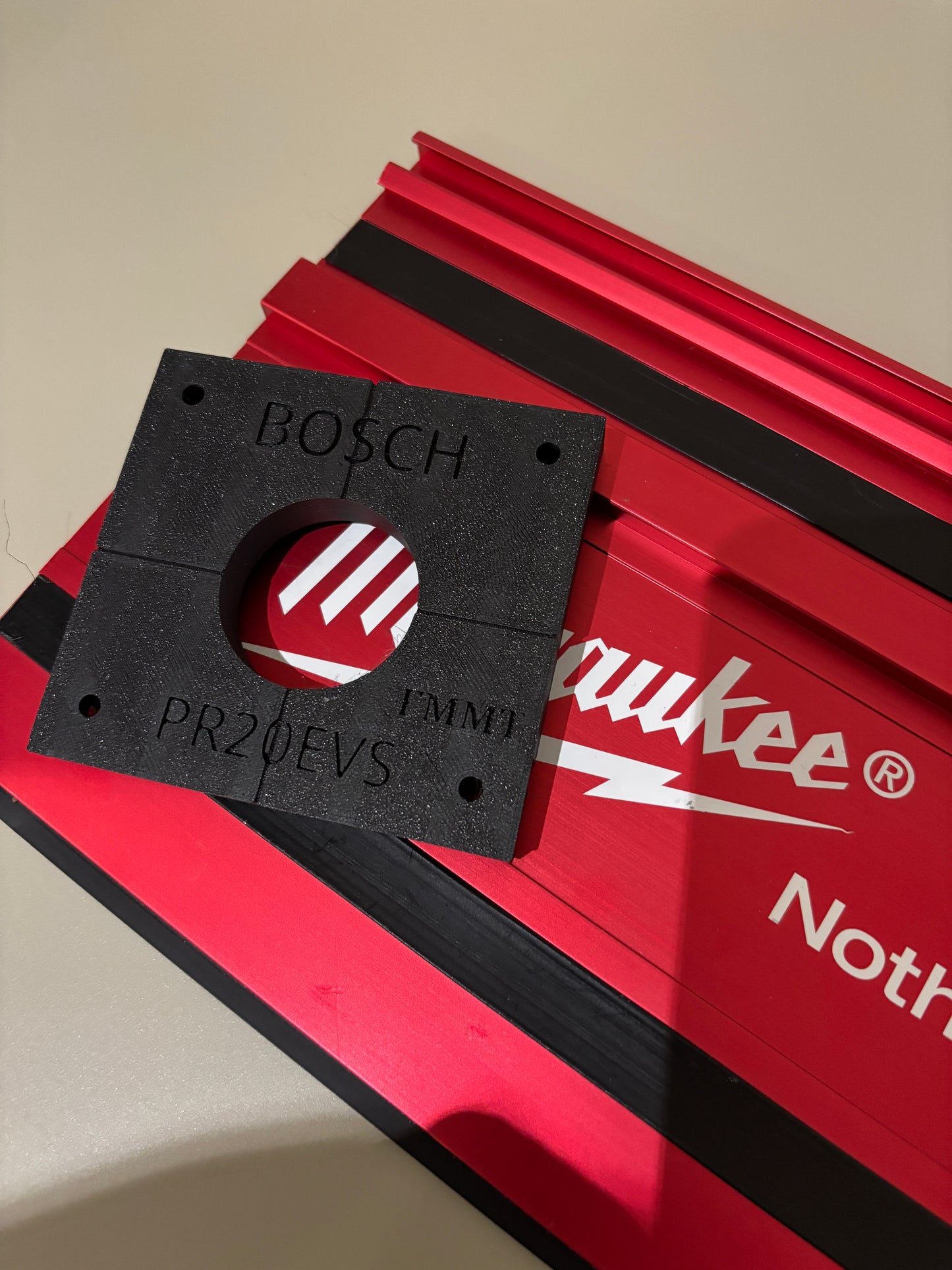 Bosch PR20EVS Trim Router Plunge Base Guide Rail Adapter to Milwaukee Track / Guide Rail