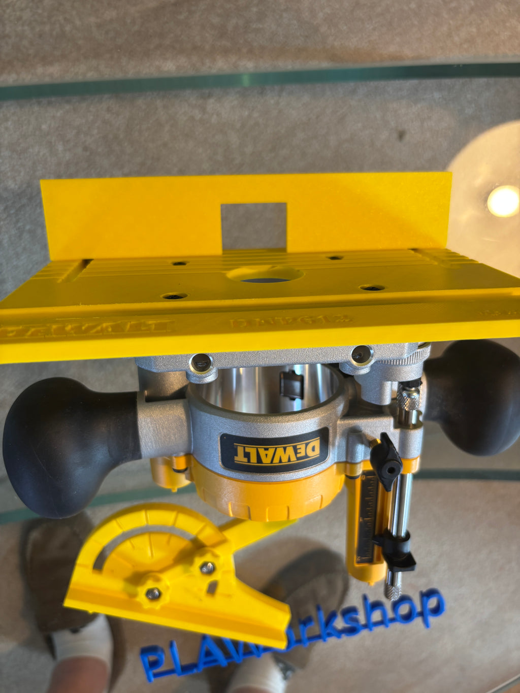 TOOLAX Mini Bench Top Router Table with Angle/Fence Guide fits Dewalt Routers DCW600 DWP611 via DNP612 Plunge Base