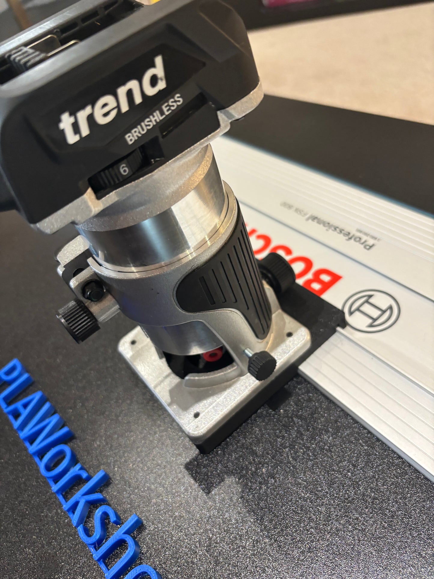 Trend T18S / R 14B Trim Router Guide Rail Adapter to Bosch Track / Guide Rail