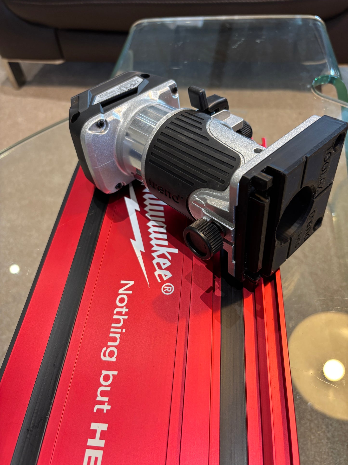 Trend T18S / R 14B Trim Router Guide Rail Adapter to Milwaukee Track / Guide Rail