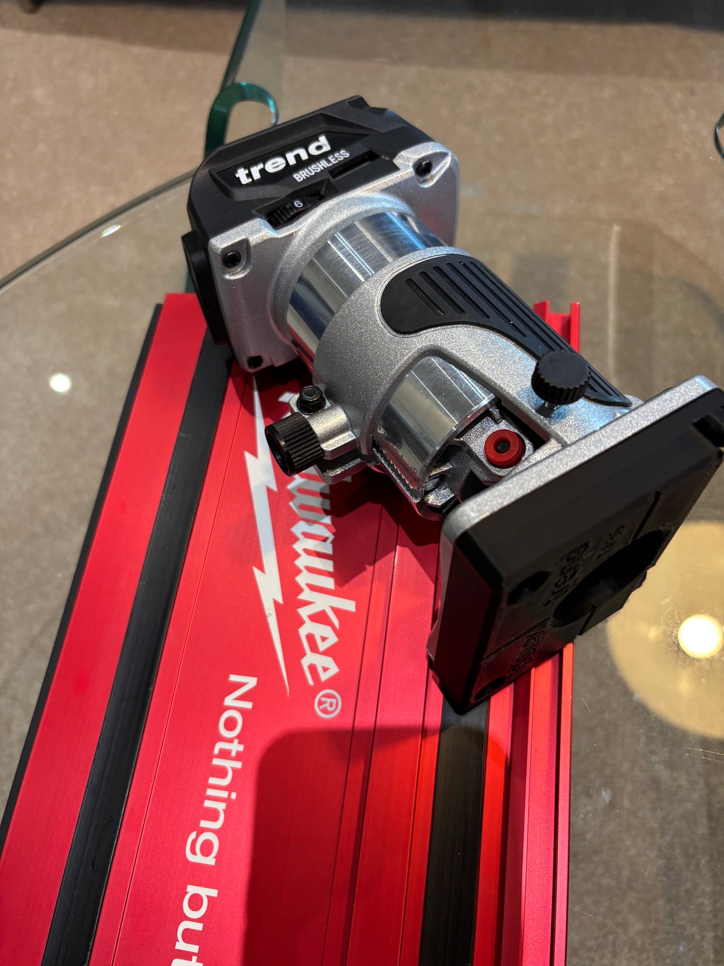 Trend T18S / R 14B Trim Router Guide Rail Adapter to Milwaukee Track / Guide Rail