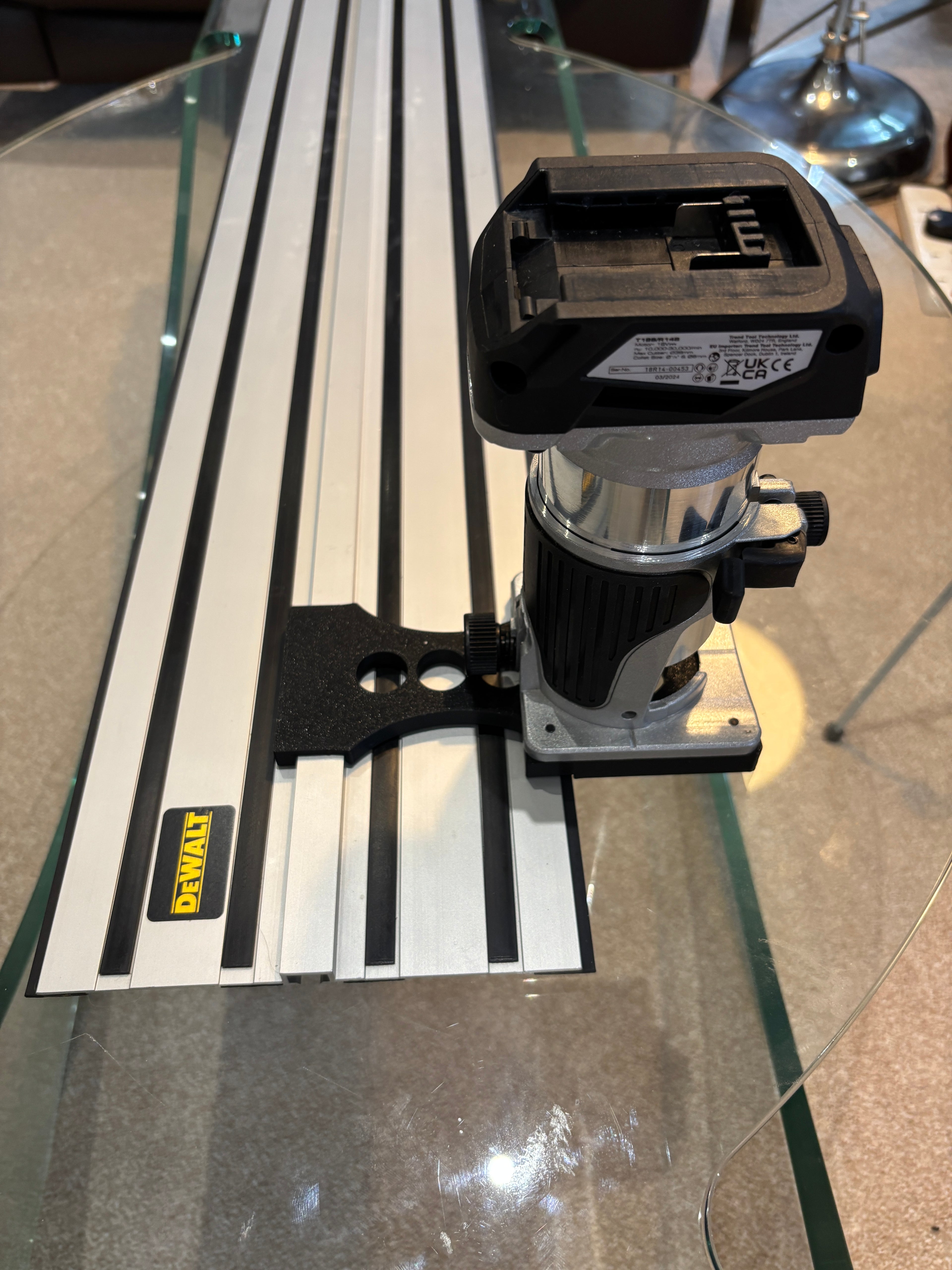 Trend T18S / R 14B Trim Router Guide Rail Adapter to Dewalt Track / Guide Rail