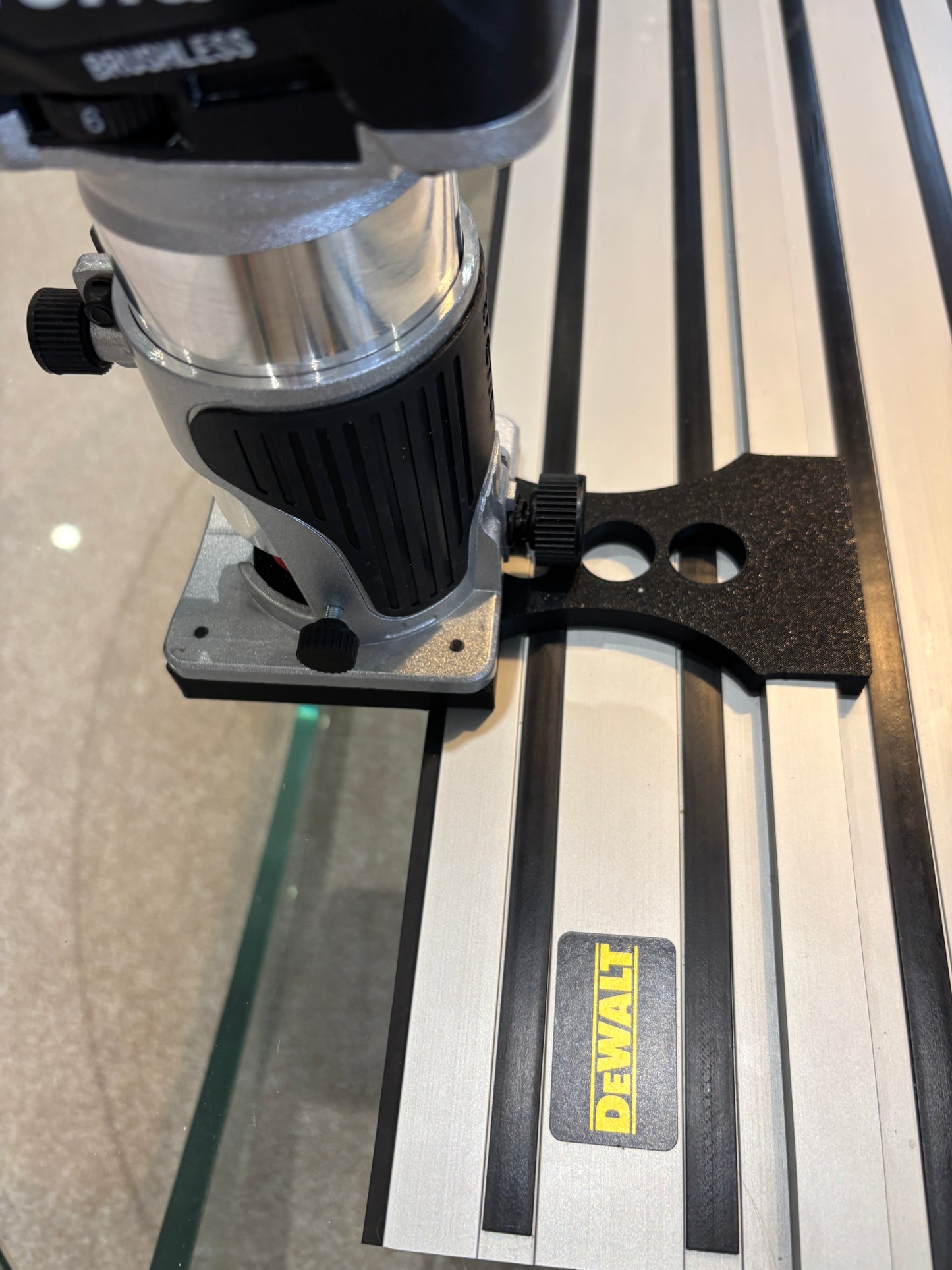 Trend T18S / R 14B Trim Router Guide Rail Adapter to Dewalt Track / Guide Rail