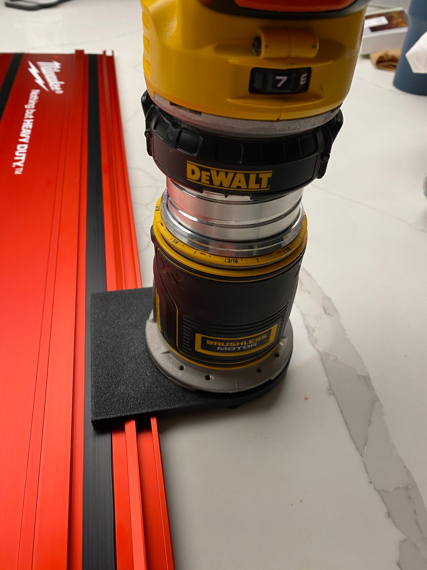 Dewalt DCW600 DWP601 Plunge Base Guide Rail Adaptor to Milwaukee Guide Track