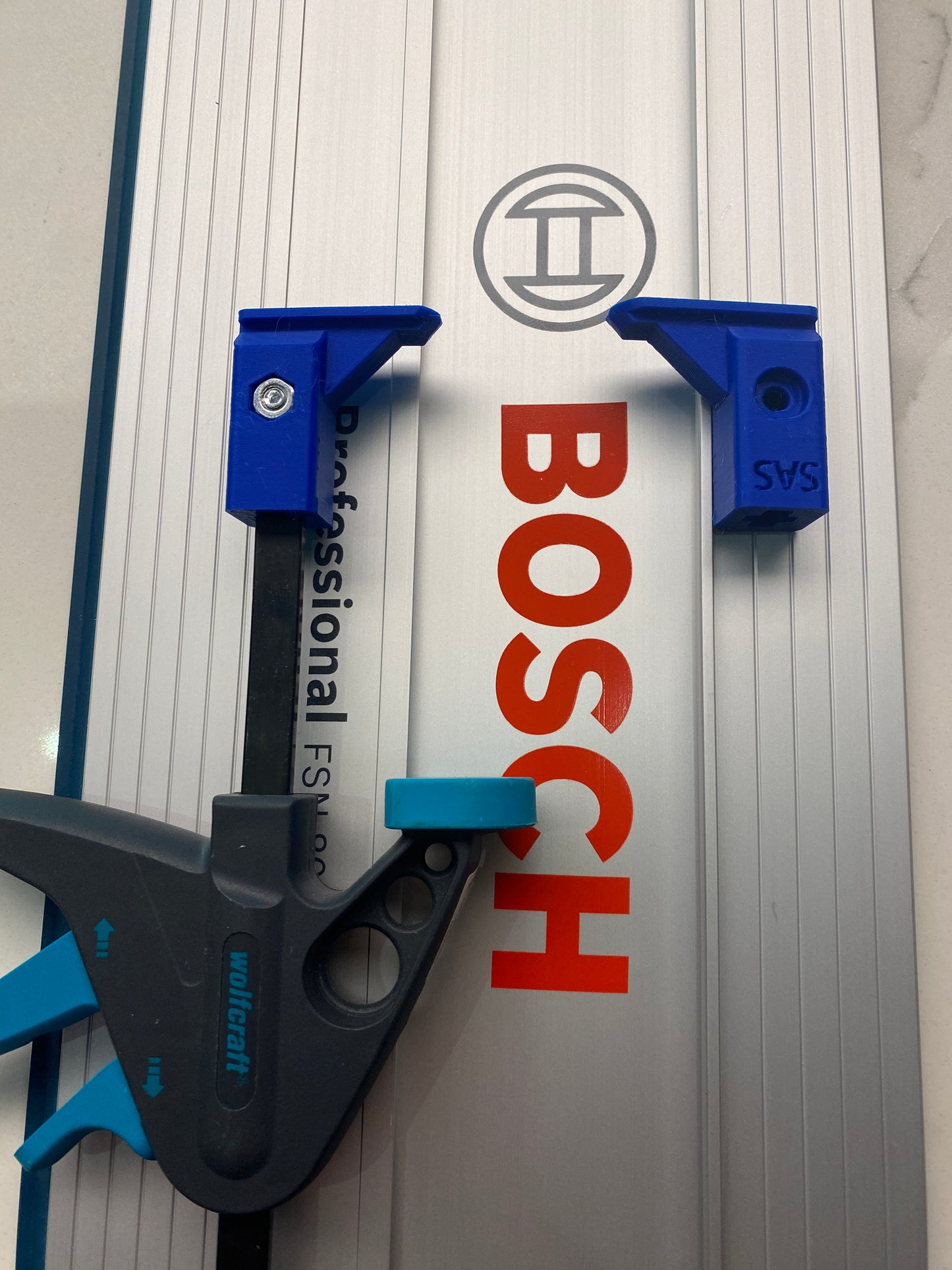 Bosch track Saw FSN guide rail clamp feet - to fit Wolfcraft clamp (PK-2)