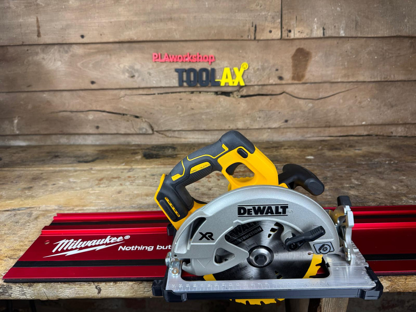 TOOLAX Guide Rail Adapter Base – Cut Perfect 45° & 90° Angles compatible with Dewalt Circular Saws DCS570, DWE575, DCS575, DCS578, DCS573 – Fits Milwaukee Guide Rail