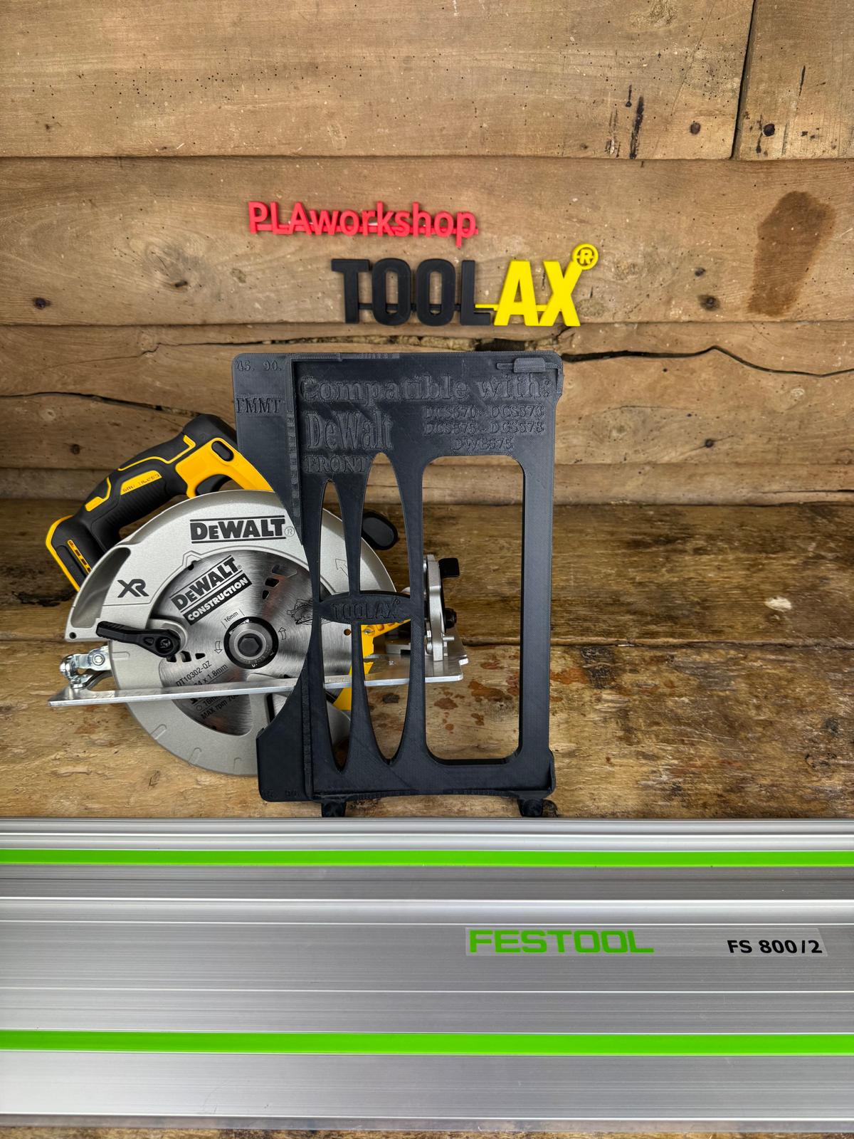 TOOLAX Guide Rail Adapter Base – Cut Perfect 45° & 90° Angles compatible with Dewalt Circular Saws DCS570, DWE575, DCS575, DCS578, DCS573 – Fits Festool Guide Rail