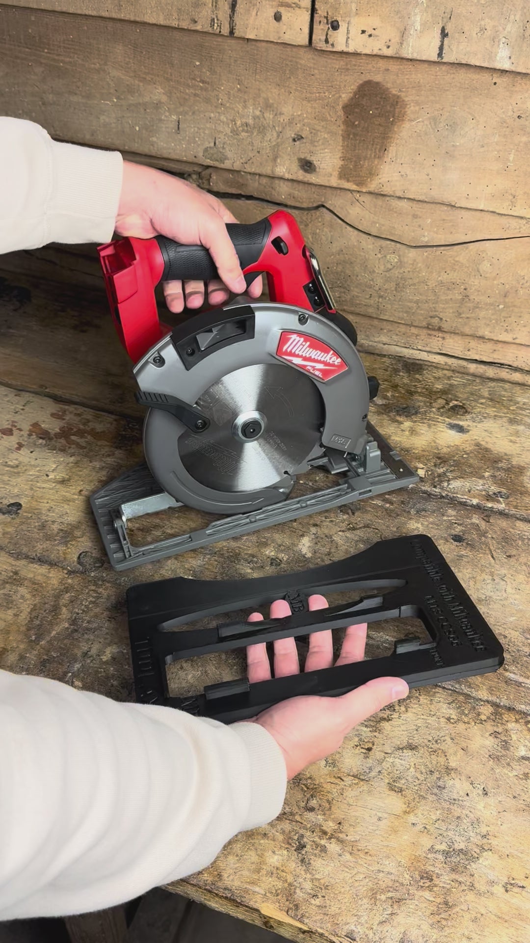 TOOLAX adaptor for Milwaukee M18 CCS66 Adaptor base / Skid plate for Circular Saw to fit Evolution Guide rail