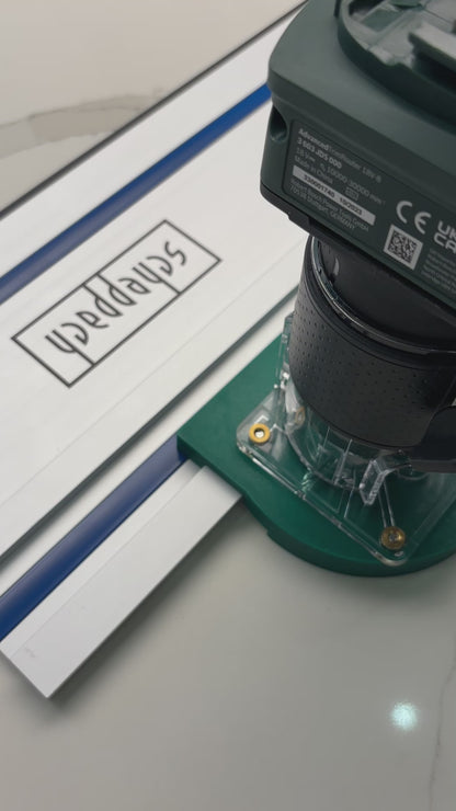 Bosch 18V-8 Advanced Trim Router Plunge Base Guide Rail Adapter to Scheppach Track / Guide Rail