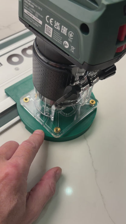 Bosch 18V-8 Advanced Trim Router Plunge Base Guide Rail Adapter to Metabo Track / Guide Rail