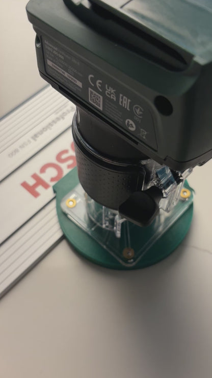 18V-8 Advanced Trim Router Plunge Base compatible with Bosch