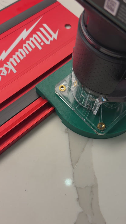 Bosch 18V-8 Advanced Trim Router Plunge Base Guide Rail Adapter to Milwaukee Track / Guide Rail